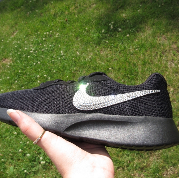Custom Crystal Nike Tanjun Black Blinged Sneakers - Picture 8 of 9